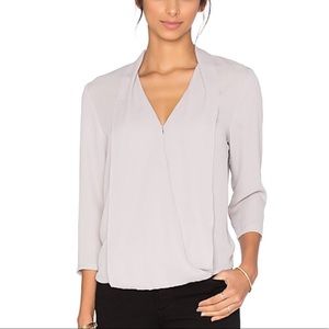 Three Eighty Two light purple wrap blouse small